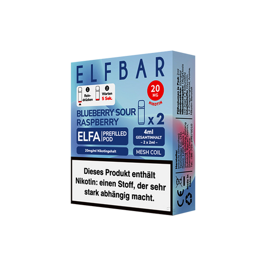 ELFBAR ELFA CP PODS - BLUEBERRY SOUR RASPBERRY 20MG NIKOTIN 2ER PACK (10 STÜCK)