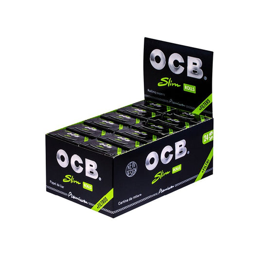 OCB Rolls Schwarz Premium Slim + Tips 24er Box